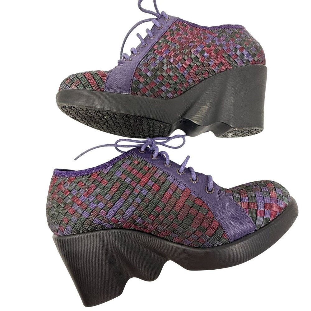Zee Alexis Shoes Womens Size 39  Woven Lace-Up Wedge Booties Boots Purple